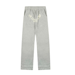 Sp5der Rhinestone Letter Graphic Grey Casual Sweatpants